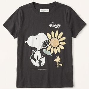 abercrombie kids black Snoopy & Sunflower Graphic Tee